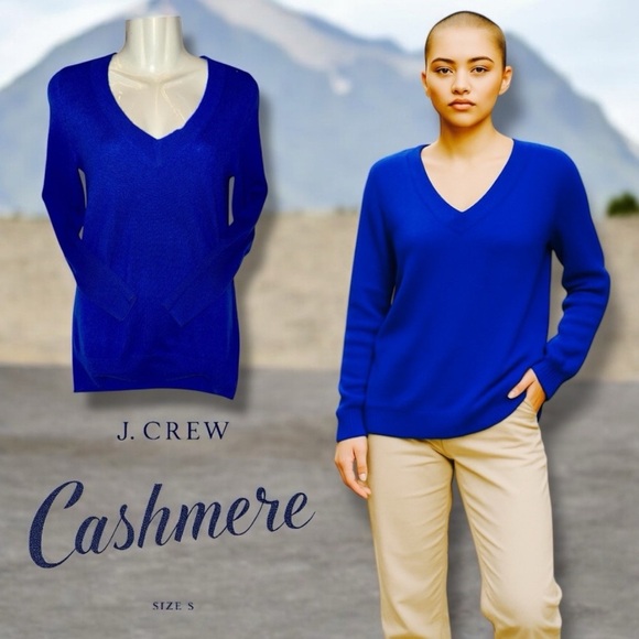 J. CREW COLLECTION Italian Cashmere V-Neck Royal Blue Quiet Luxury Old Money S - Picture 1 of 16